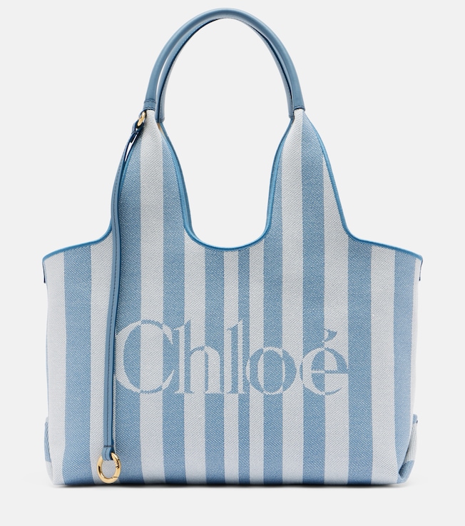 Chloé Stripy Large logo canvas tote bag