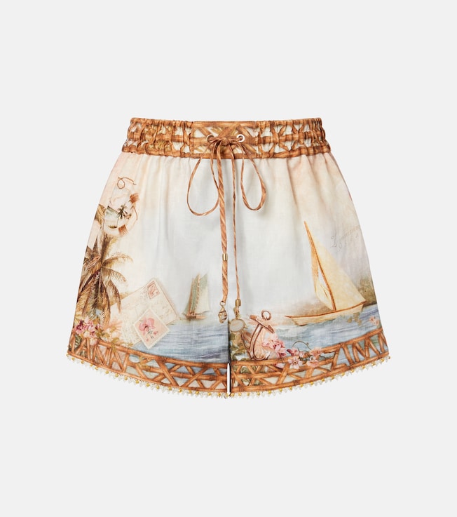 Mahon printed linen shorts