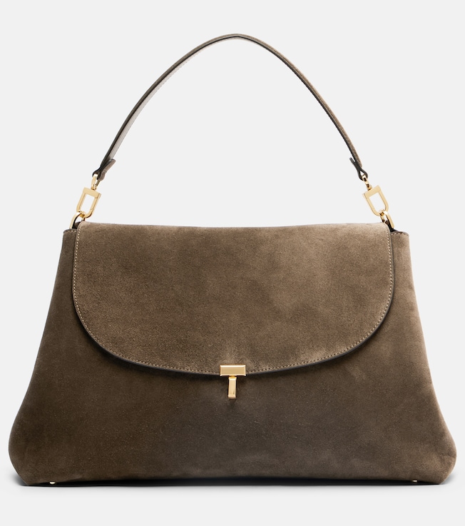 T-Lock suede shoulder bag