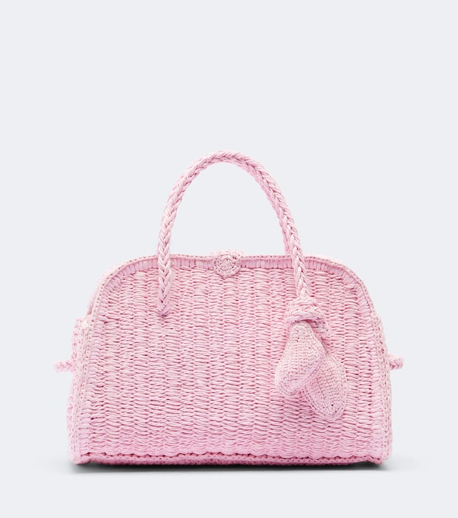 Turismo Small raffia-effect bowling bag
