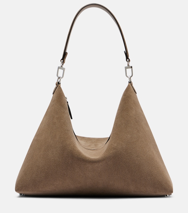 Bevel Medium suede shoulder bag