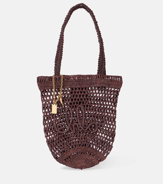 Summer Banana Small raffia tote bag