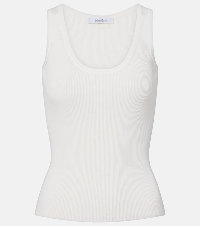 Ribbed-knit jersey tank top