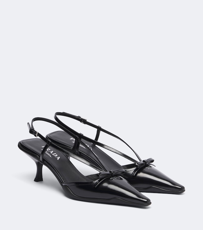 Bow-detail leather slingback pumps