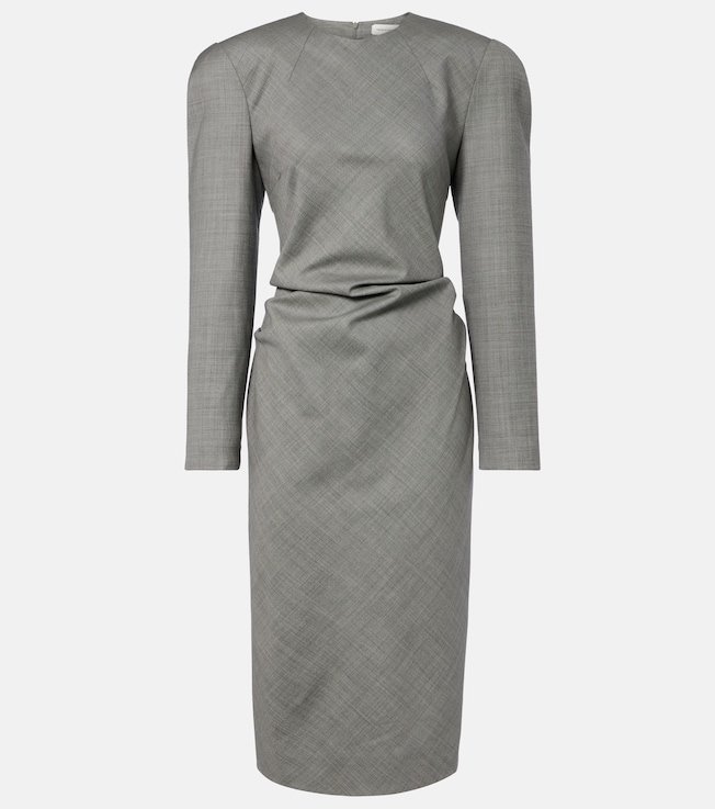 Draped wool midi dress