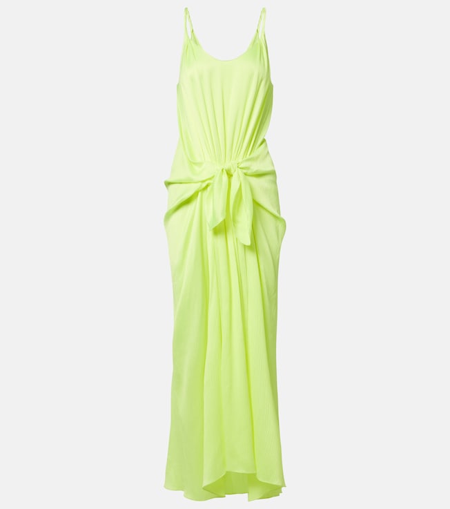 Gathered silk midi dress