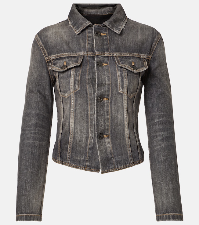 Lace-up denim jacket