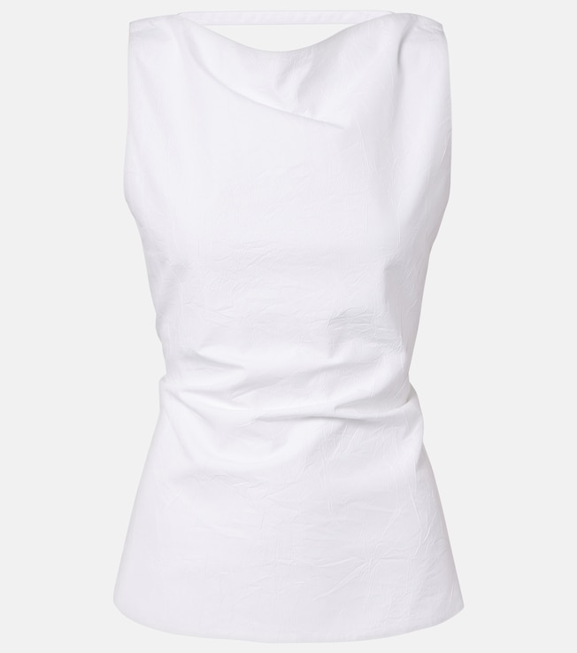 Draped cotton-blend top