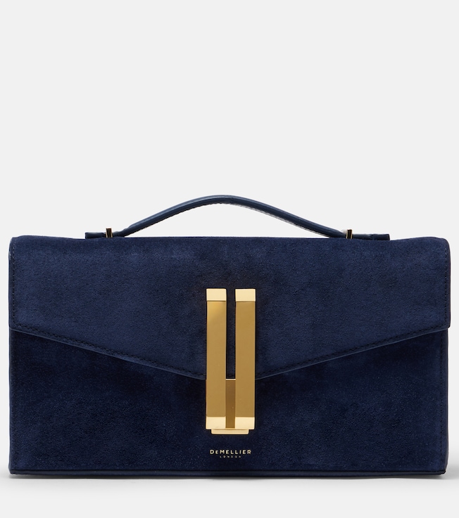 Vancouver leather-trimmed suede clutch