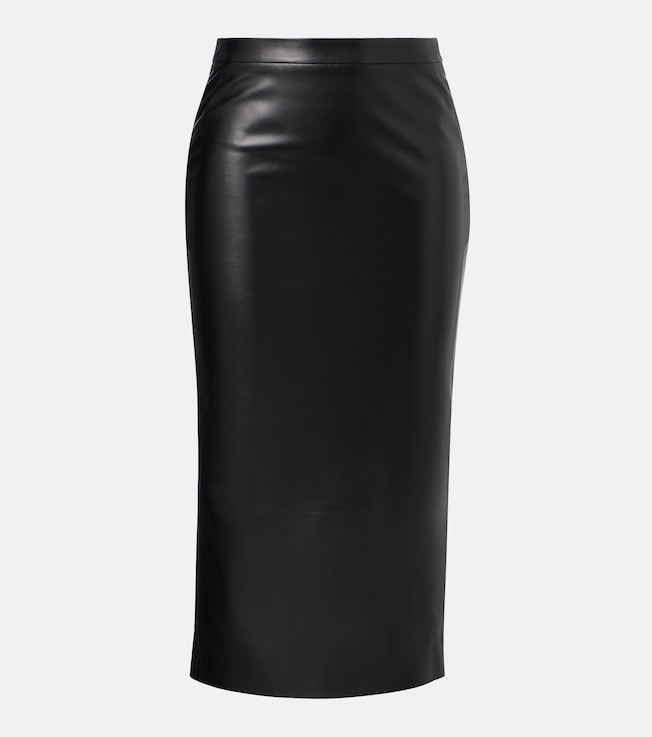 High-rise leather pencil skirt