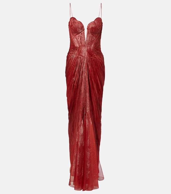 Cecilia draped silk muslin bustier gown