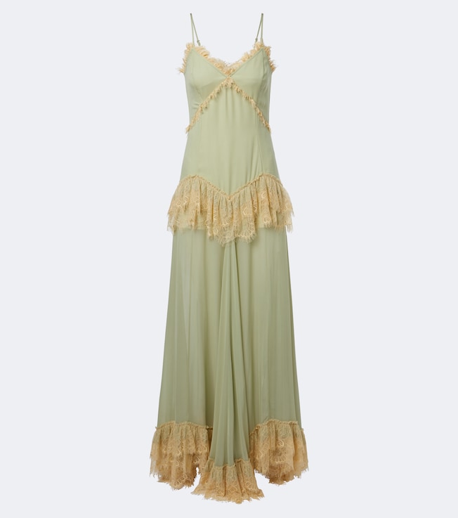 Estela lace-trimmed georgette maxi dress