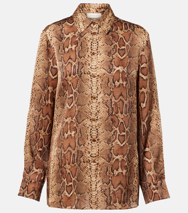 Hypnotic snake-print silk shirt