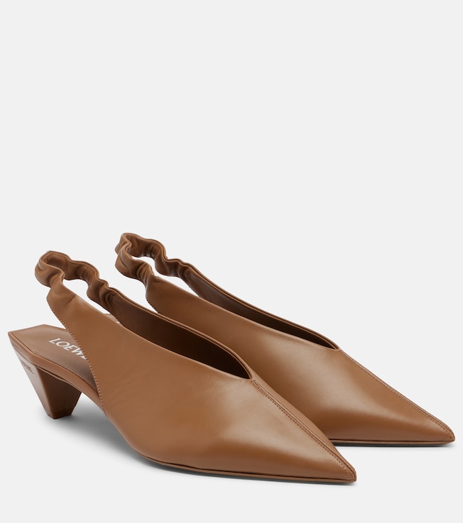 Origami leather slingback pumps
