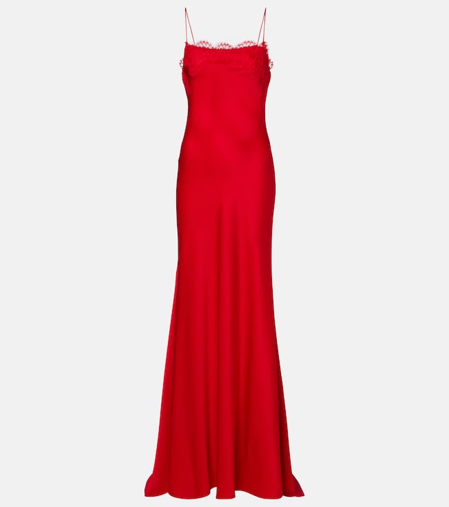 Lace-trimmed crêpe satin gown