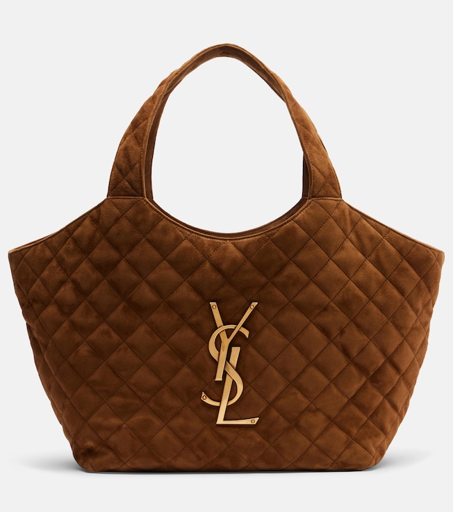Icare Medium quilted suede shopper