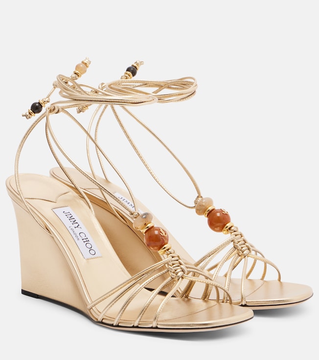 Lova embellished leather wedge sandals
