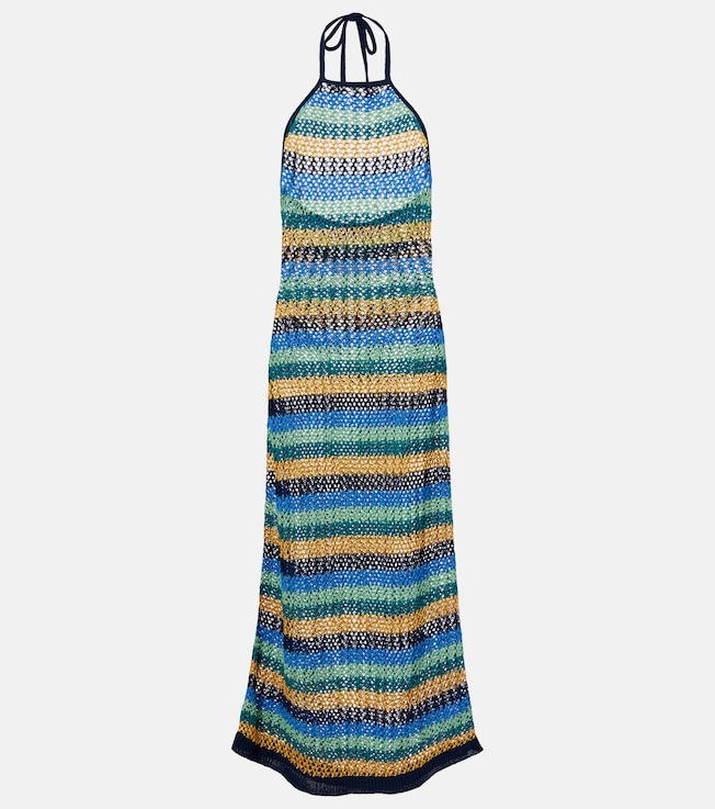 Striped cotton-blend maxi dress