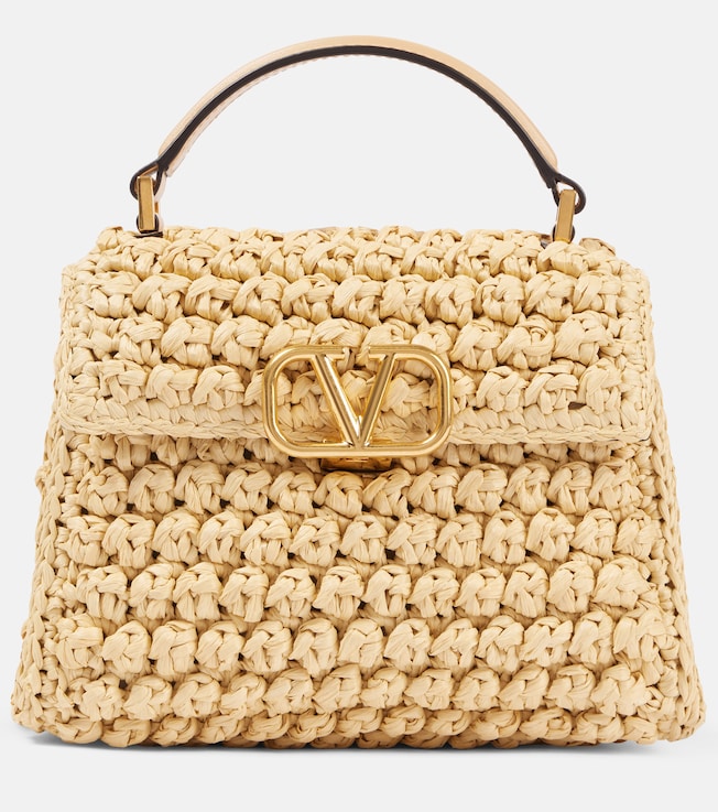VSling Mini raffia-effect tote bag