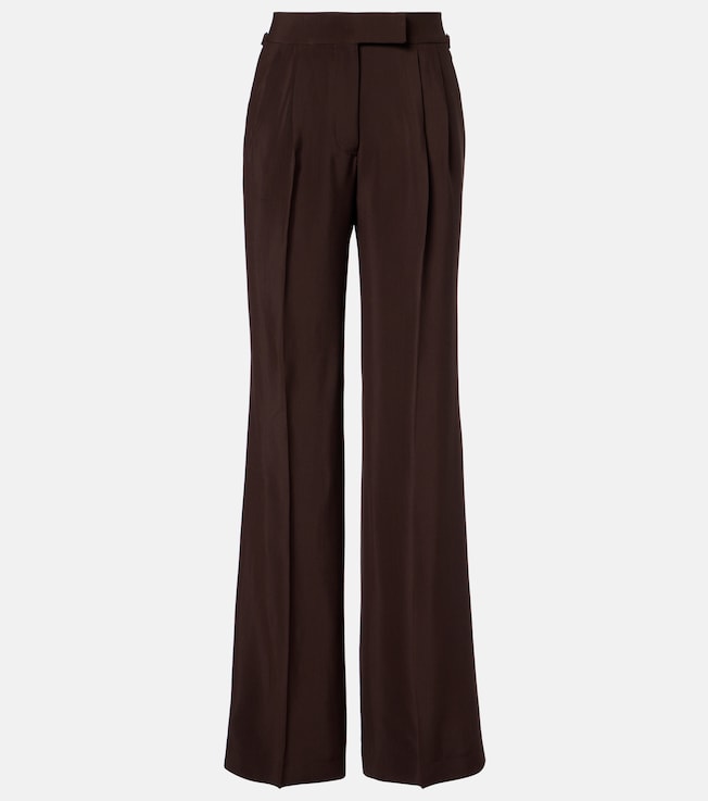 Pleated high-rise wide-leg pants