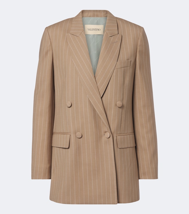 Pinstripe virgin wool double-breasted blazer