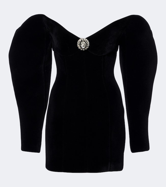 Off-shoulder velvet minidress