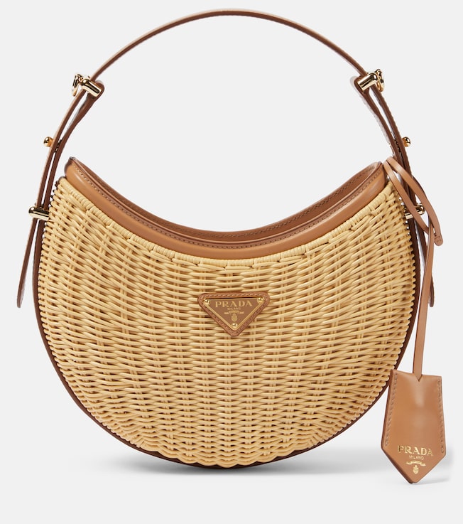 Prada Arqué Small leather-trimmed shoulder bag