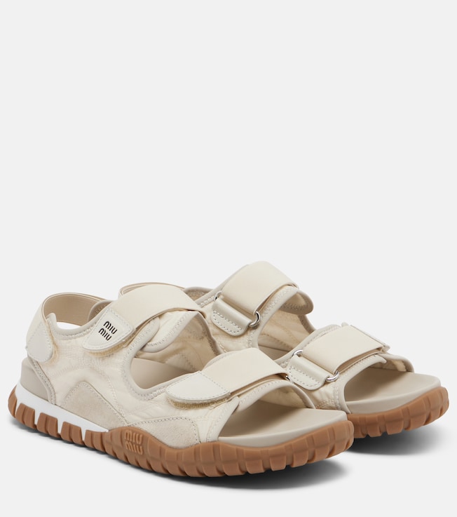 Tyre leather-trimmed sandals