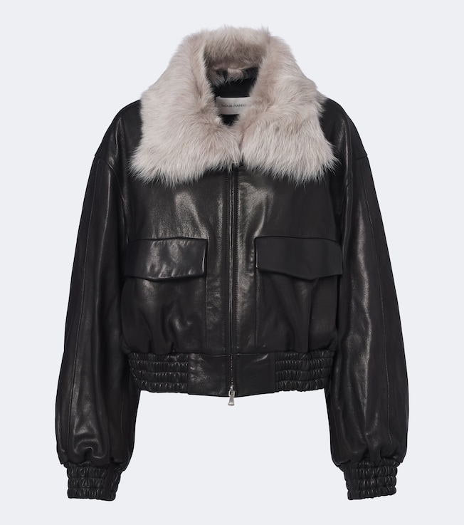 Shearling-trimmed leather blouson jacket