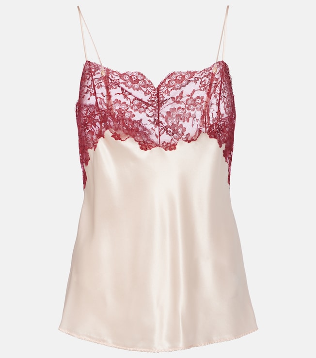 Lace-trimmed silk satin camisole