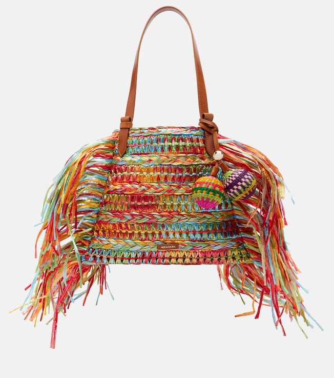 Trancoso fringed raffia tote bag