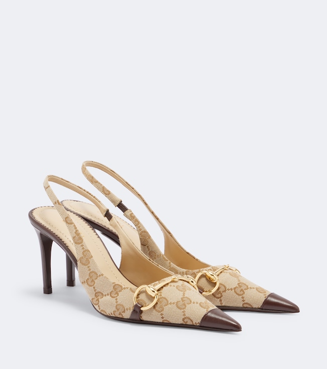 Donna GG canvas slingback pumps