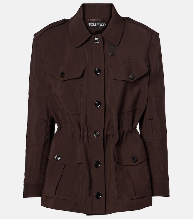 Leather-trimmed field jacket
