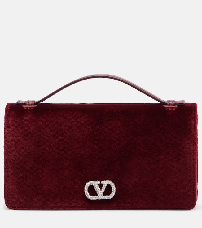 VLogo velvet crossbody bag