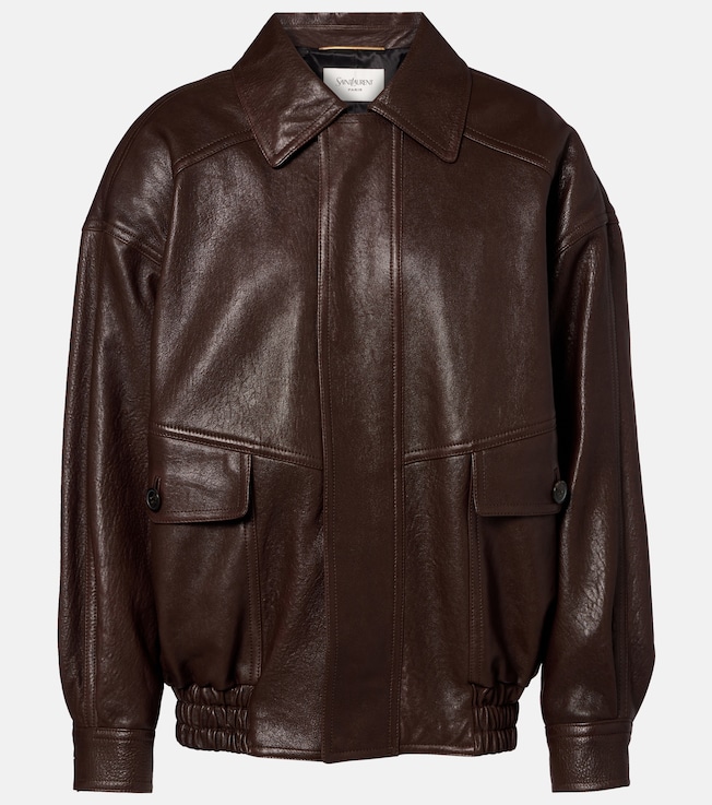 Leather bomber jacket