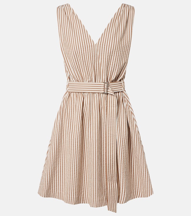 Striped cotton-blend minidress