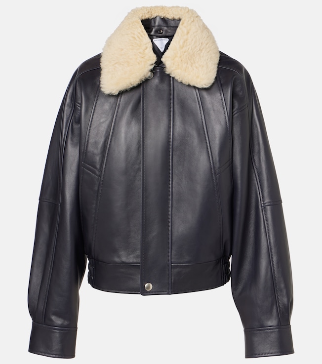 Shearling-trimmed leather blouson