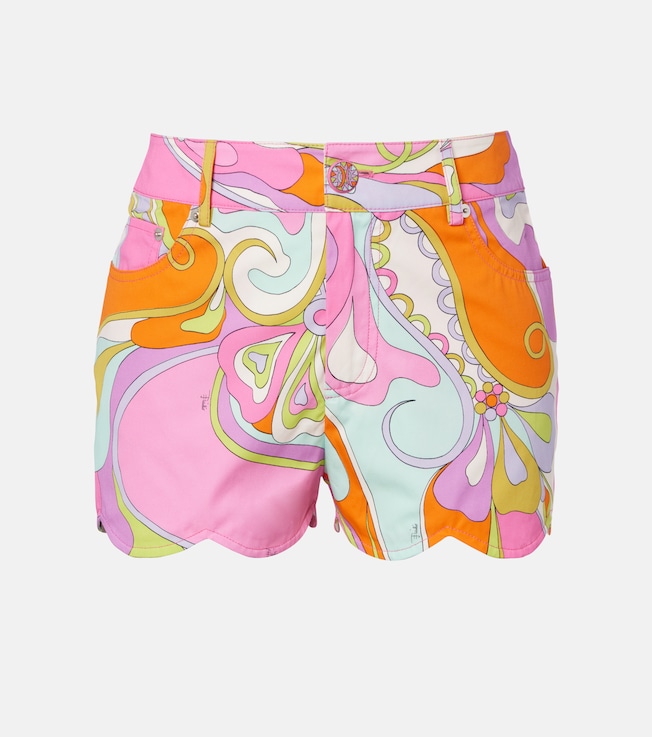 Orchidee scalloped cotton shorts