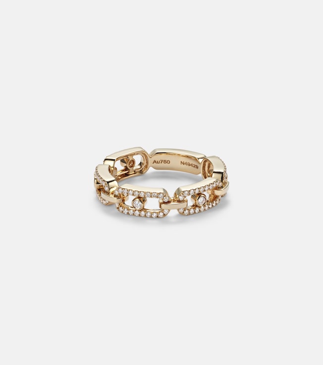 Move Link 18kt gold ring with diamonds