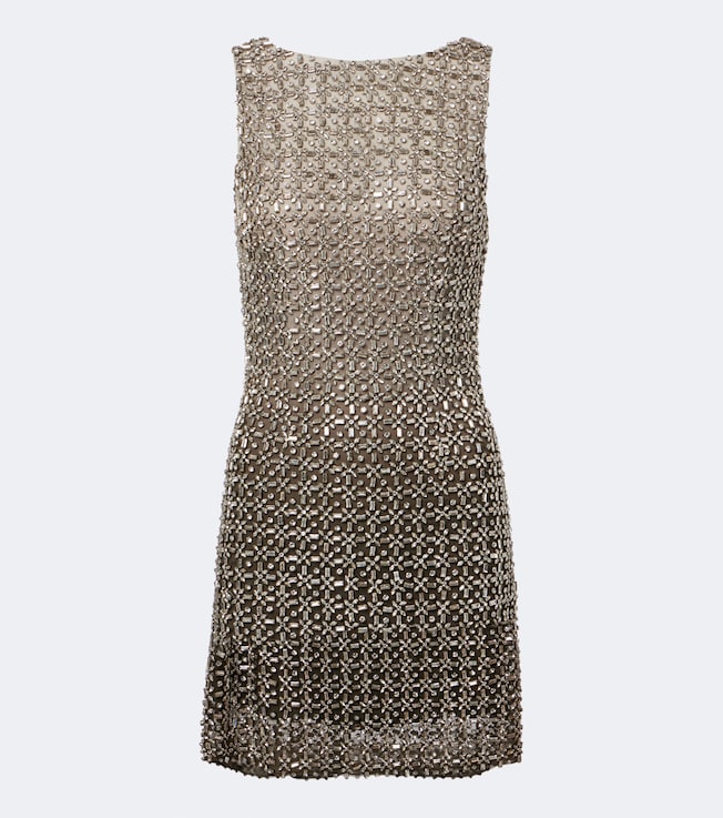 Gilded crystal-embellished minidress