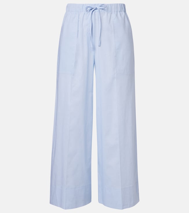 Cotton and linen wide-leg pants