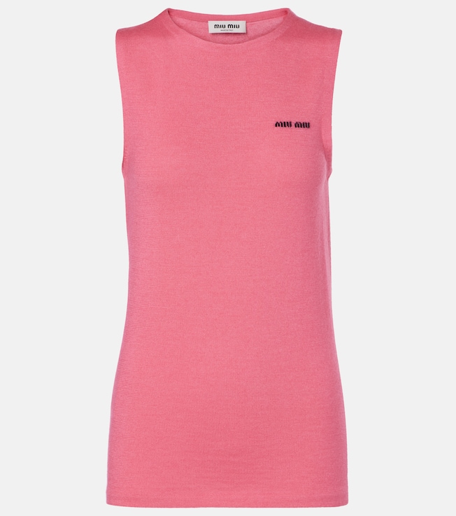 Logo cashmere and silk top