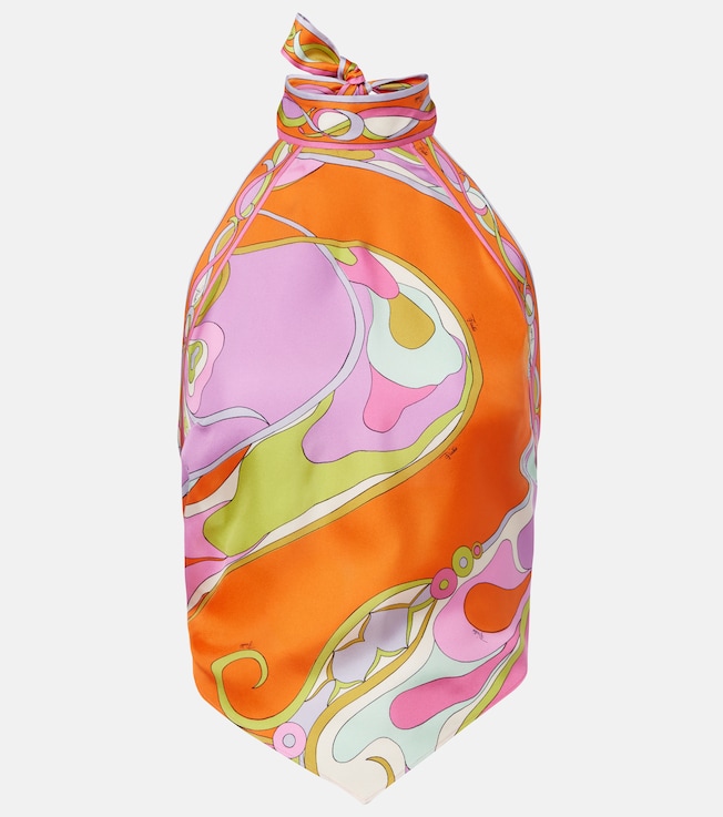 Orchidee halterneck silk twill top