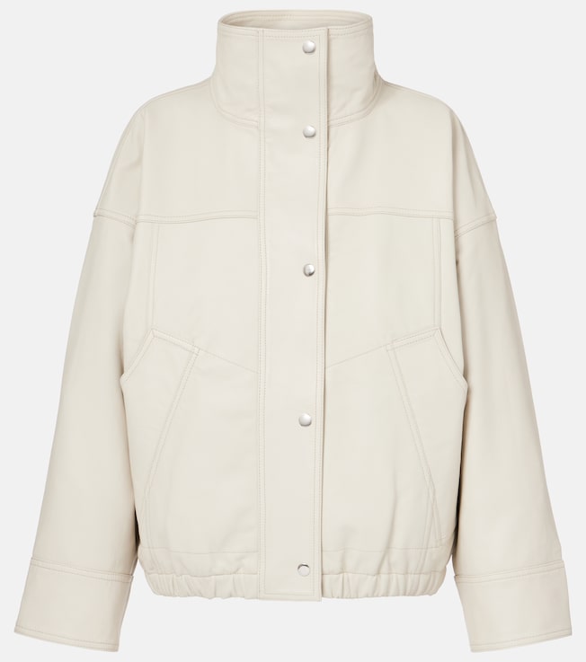 Leather bomber jacket