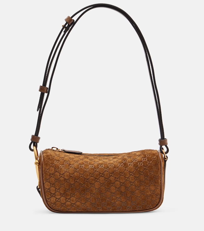Half Horsebit suede shoulder bag