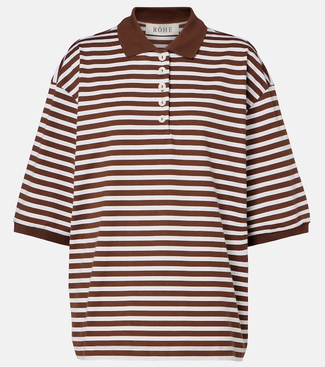 Striped oversized cotton polo shirt