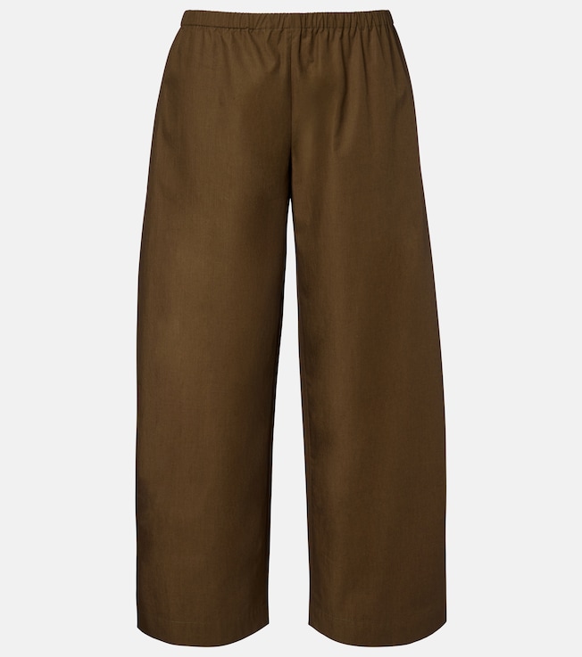 Roma cotton poplin wide-leg pants