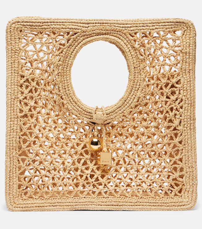 Spiaggia Small raffia top-handle bag
