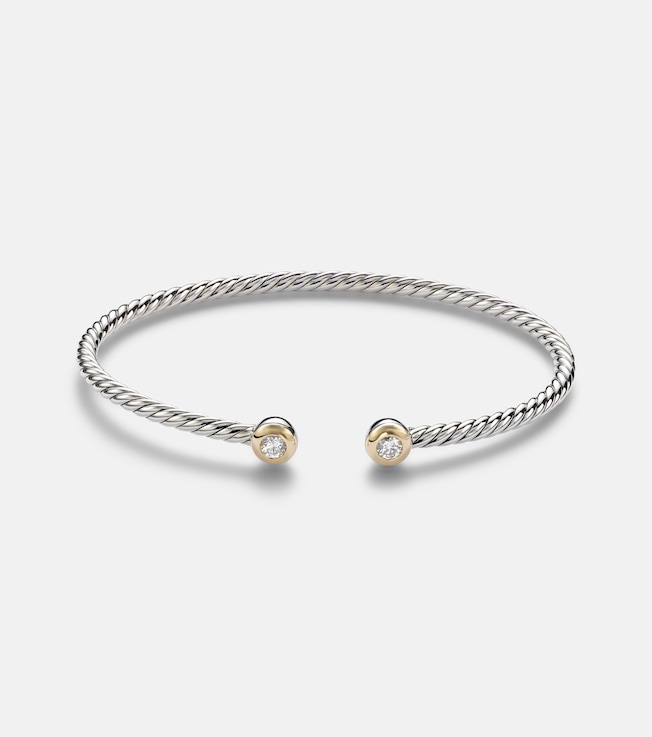 Micro Cable Flex® 925 sterling silver and 14kt gold bangle 2