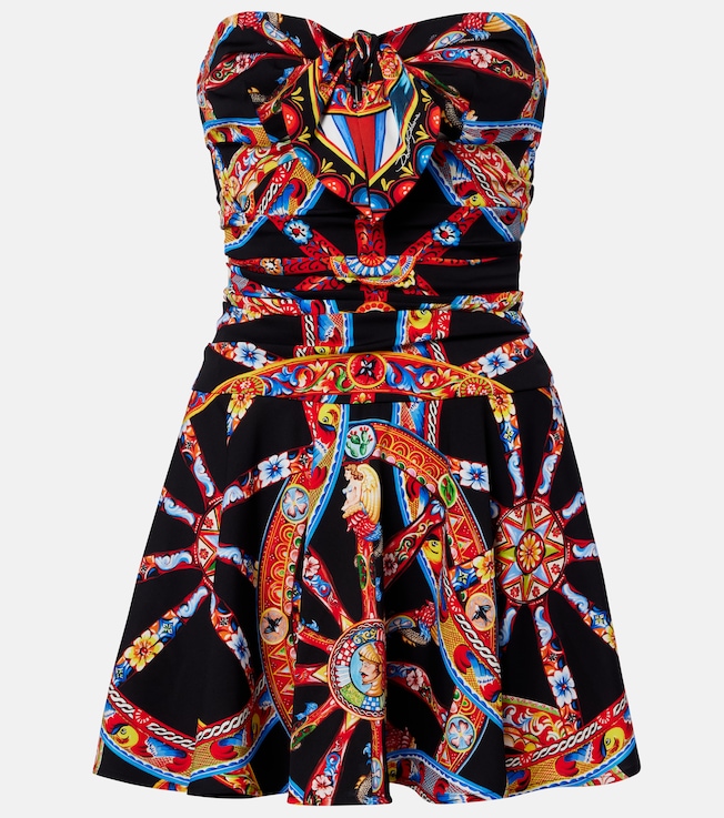 Printed silk-blend minidress